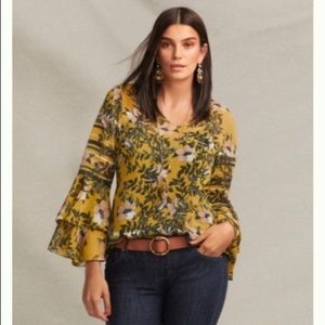 CAbi 5518 Scene Floral Romantic Sheer Blouse